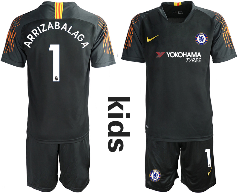 2018_2019 Club Chelsea black Youth goalkeeper #1 soccer jerseys->youth soccer jersey->Youth Jersey